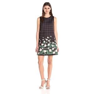 ERIN Erin Fetherston Liv Grid Floral Scuba Dress - Black Multi - 6